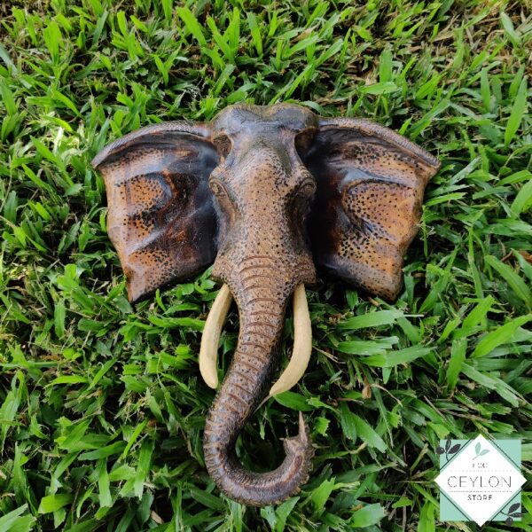 Wooden Elephant Face Sculpture