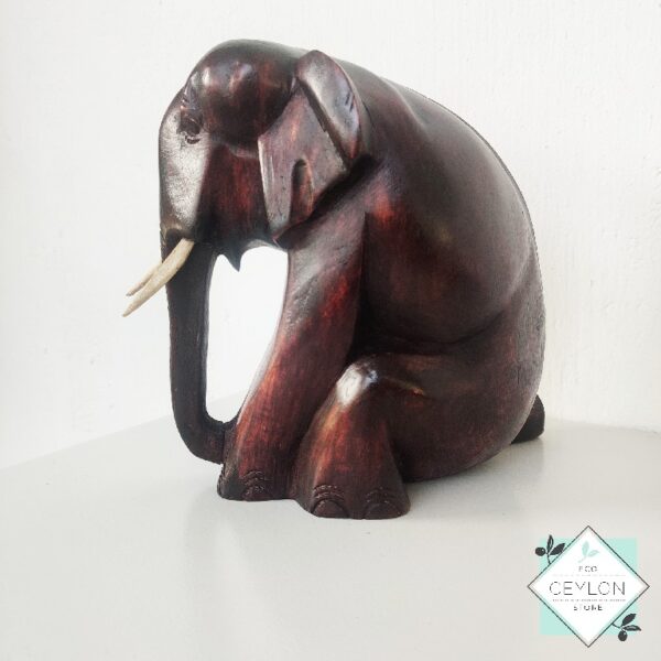 1 34 Wooden Elephant Sitting Sculpture