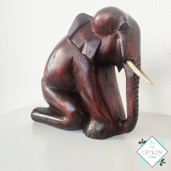 2 33 Wooden Elephant Sitting Sculpture