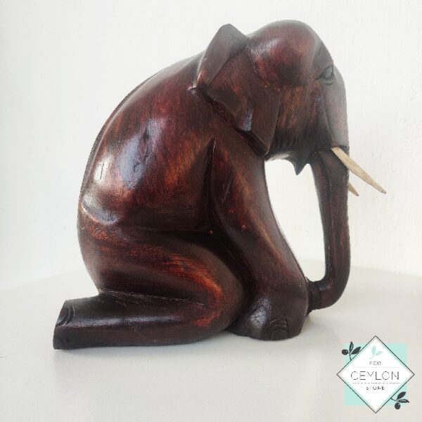 3 32 Wooden Elephant Sitting Sculpture