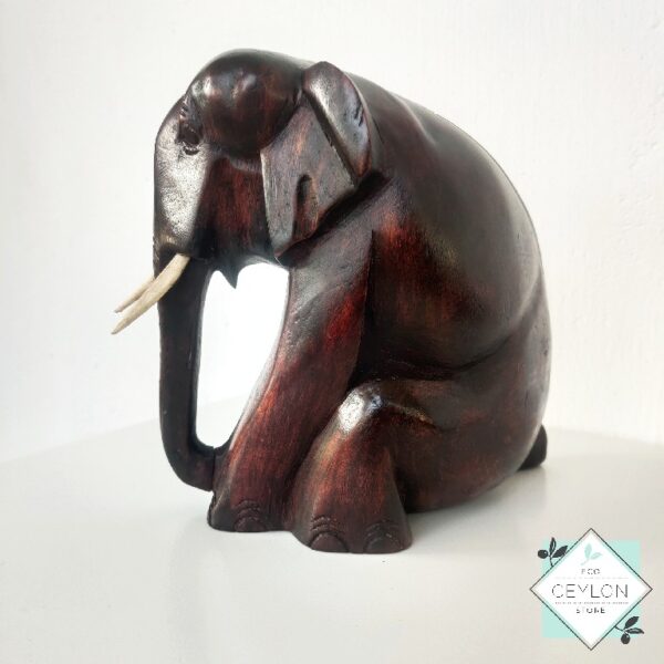 5 26 Wooden Elephant Sitting Sculpture