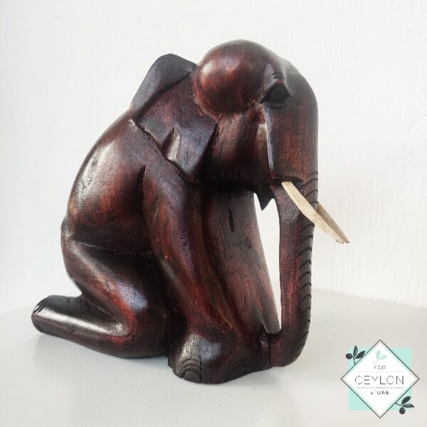 6 18 Wooden Elephant Sitting Sculpture