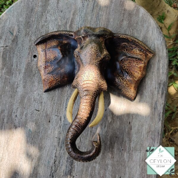 8 7 Wooden Elephant Face Sculpture