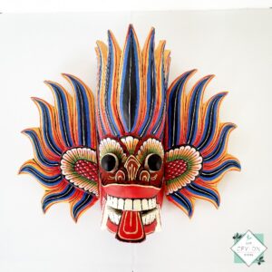 Wooden Blue and Red Color Decor Mask