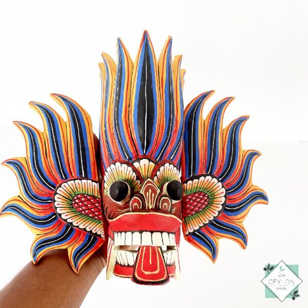 6 11 Wooden Blue and Red Color Decor Mask