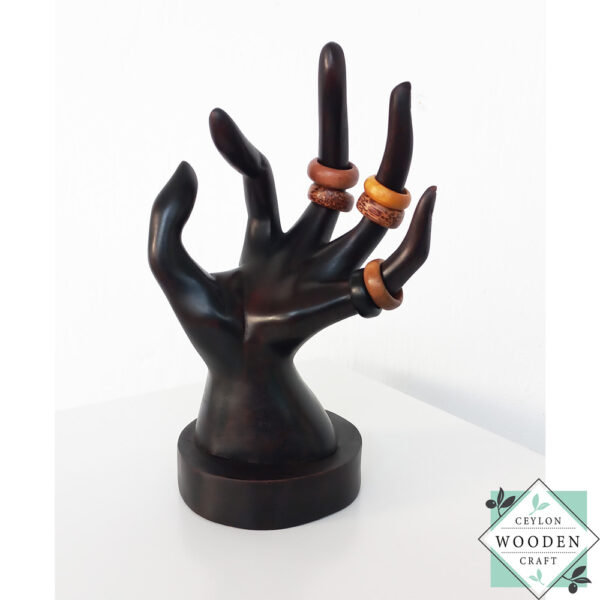 Vintage Wood hand ring holder sculpture made from mahogany wood. Perfect as a jewelry holder, ring organizer, or unique gift. Ideal for home décor or shop displays.
