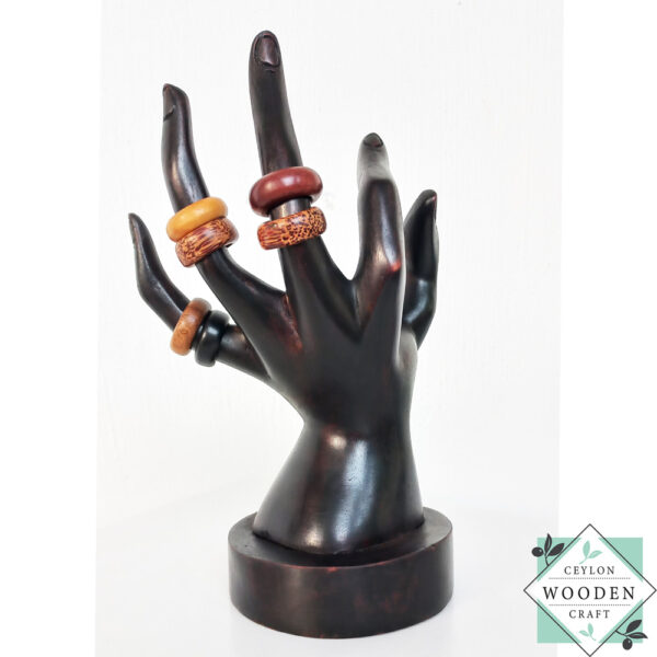 Vintage Wood hand ring holder sculpture made from mahogany wood. Perfect as a jewelry holder, ring organizer, or unique gift. Ideal for home décor or shop displays.