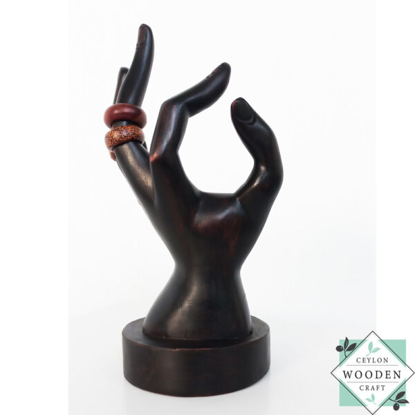 Vintage Wood hand ring holder sculpture made from mahogany wood. Perfect as a jewelry holder, ring organizer, or unique gift. Ideal for home décor or shop displays.