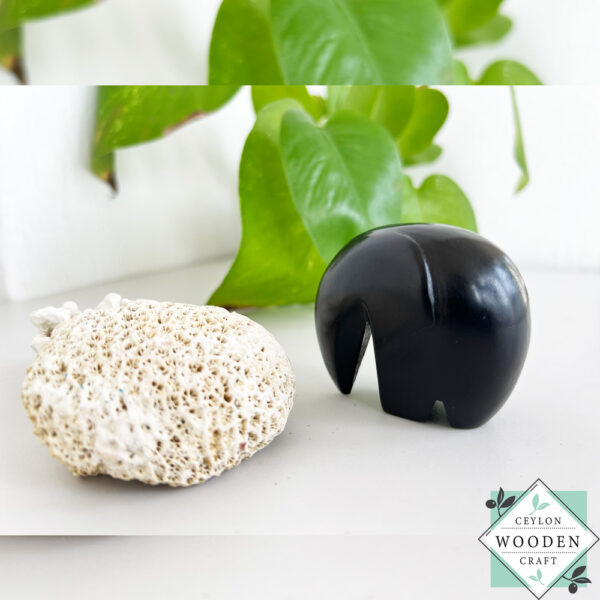 Handcrafted Ebony Wood Elephant Sculpture - Small Modern Home Decor 2" Premium solid wood, minimalist design. Perfect meaningful gift!