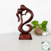 Handcrafted wooden lovers statue in mahogany - romantic heart sculpture gift. Perfect for anniversaries, Valentine's Day. Premium 12" art.