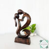 Handcrafted wooden lovers statue in mahogany - romantic heart sculpture gift. Perfect for anniversaries, Valentine's Day. Premium 12" art.